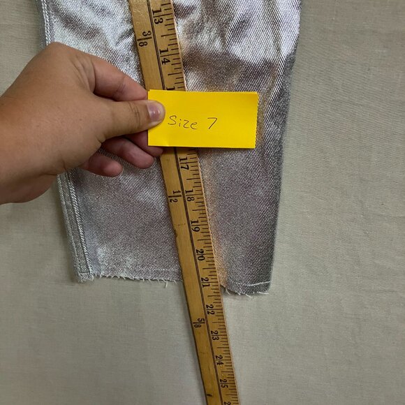 Art Class Girls' Silver High-Rise Baggy Metallic Denim Jeans Pants Button Fly - Picture 12 of 16